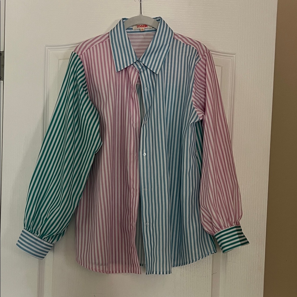Shop Hope’s Mazik Blue and Pink Striped Shirt